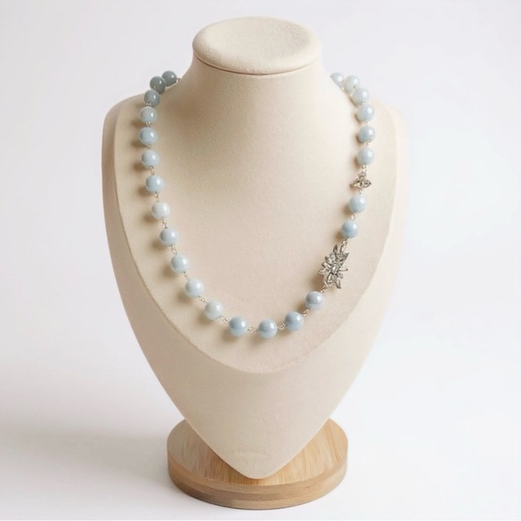 Aquamarine & Silver Necklace & Earrings Set